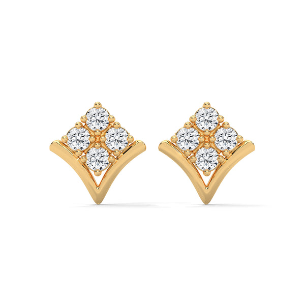Radiant Charm Lab Grown Diamond V-Shape Gold Stud Earrings