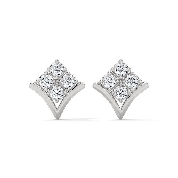 Radiant Charm Lab Grown Diamond V-Shape Gold Stud Earrings
