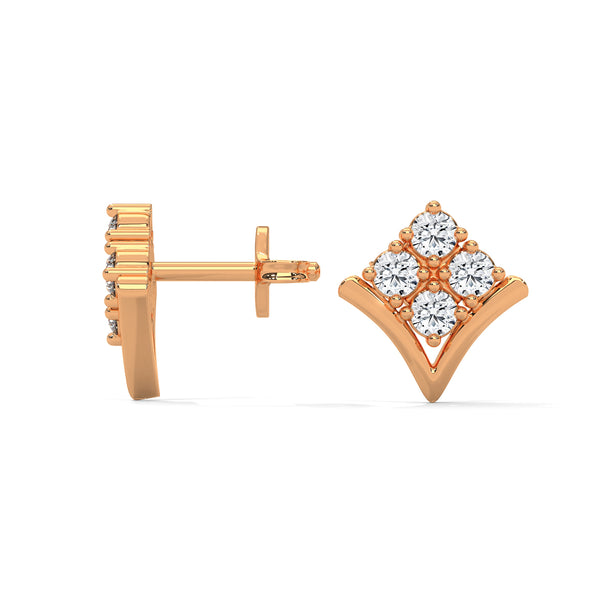 Radiant Charm Lab Grown Diamond V-Shape Gold Stud Earrings