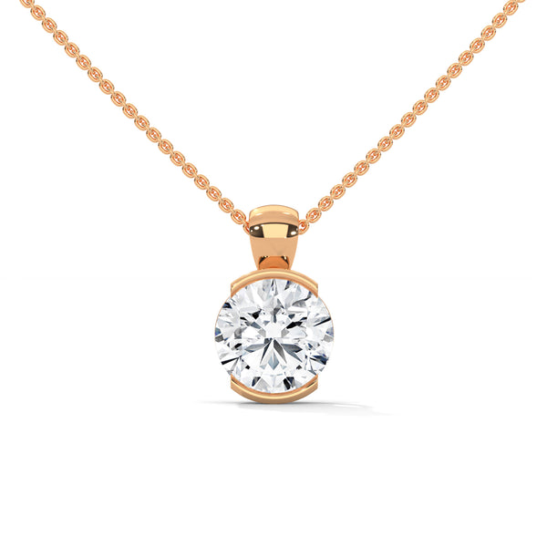 Lab Grown Diamond Half-Bezel Gold Pendant Chain