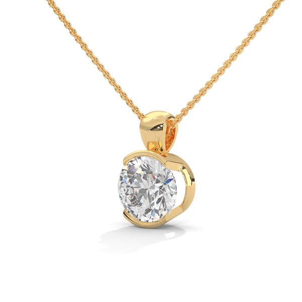 Lab Grown Diamond Half-Bezel Gold Pendant Chain