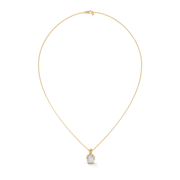 Lab Grown Diamond Half-Bezel Gold Pendant Chain