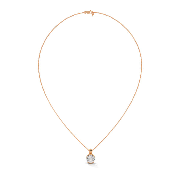Lab Grown Diamond Half-Bezel Gold Pendant Chain