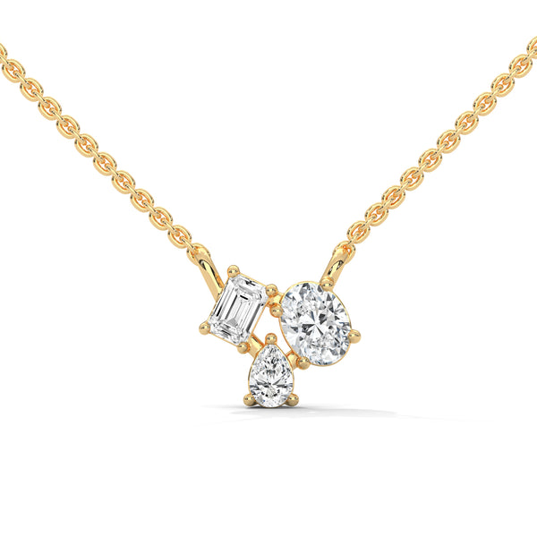 Trio Brilliance Lab Grown Diamond Gold Pendant Chain