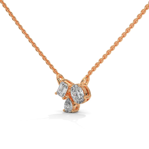 Trio Brilliance Lab Grown Diamond Gold Pendant Chain