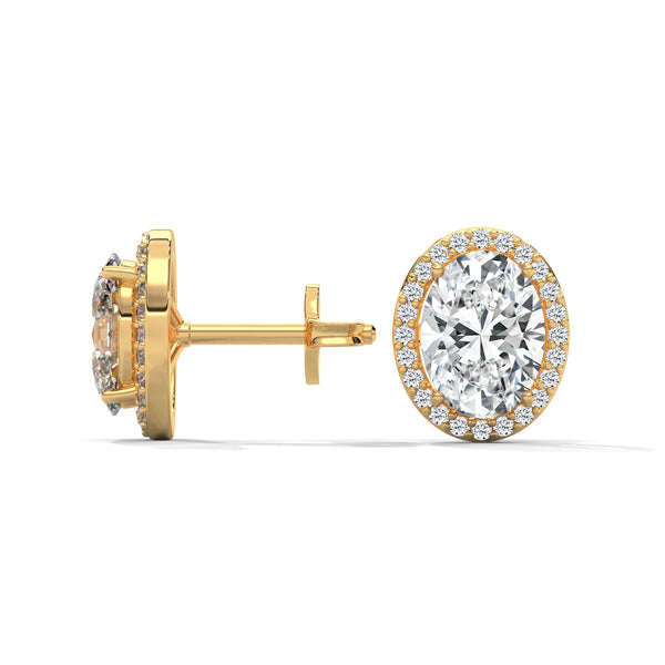 Oval Halo Elegance Lab Grown Diamond Gold Stud Earrings