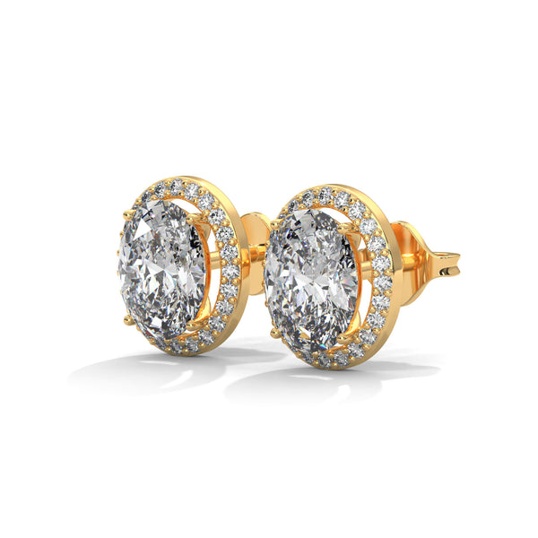 Oval Halo Elegance Lab Grown Diamond Gold Stud Earrings