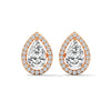Teardrop Halo Grace: Lab Grown Diamond Gold Stud Earrings"