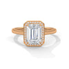Emerald Cut Lab Grown Diamond Halo Gold Ring