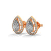 Teardrop Halo Grace: Lab Grown Diamond Gold Stud Earrings"
