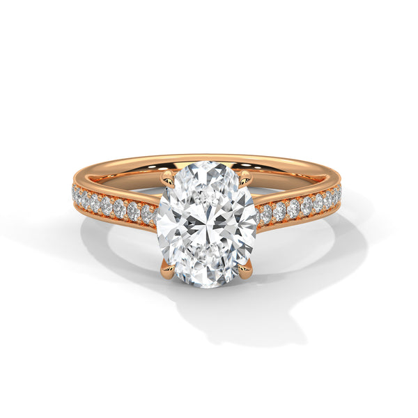 Oval Cut Double Row Pave Engagement Ring