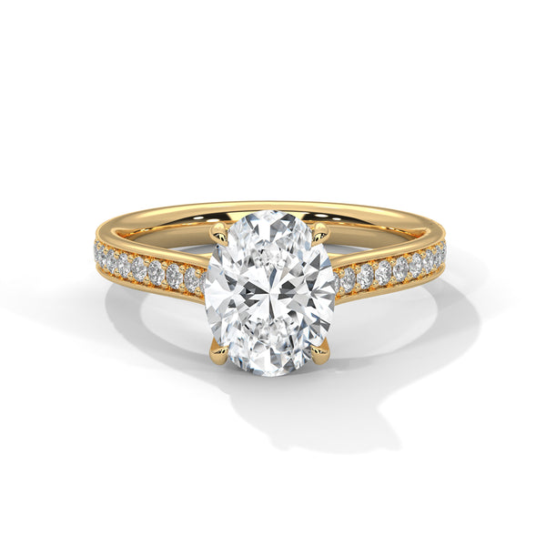 Oval Cut Double Row Pave Engagement Ring