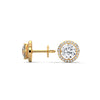 Celestial Glow Round Halo Lab Grown Diamond Gold Earrings