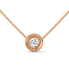 Textured Inner Design round cut Lab Grown Diamond Gold Pendant Chain