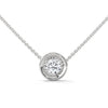 Textured Inner Design round cut Lab Grown Diamond Gold Pendant Chain