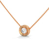 Textured Inner Design round cut Lab Grown Diamond Gold Pendant Chain