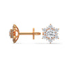 Floral Cluster Lab Grown Round Diamond Gold Earrings