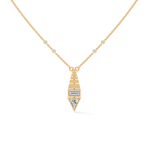 Modern Majesty: Lab Grown Diamond Geometric Gold Pendant Chain