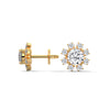 Sunbeam Bloom Round Cluster Lab Grown Diamond Gold Earrings