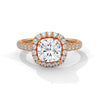 Cushion Cut Pave Set Lab Grown Diamond Gold Ring
