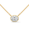 Round Bezel Lab Grown Diamond Gold Pendant Chain