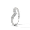 V-shaped gold band with row of round-cut lab grown diamonds