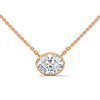 Round Bezel Lab Grown Diamond Gold Pendant Chain