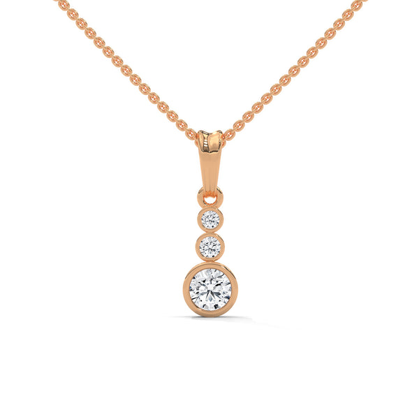 Modern elegance shines through the Trinity Radiance Pendant, featuring a graceful cascade of bezel-set diamonds in a sleek gold design.