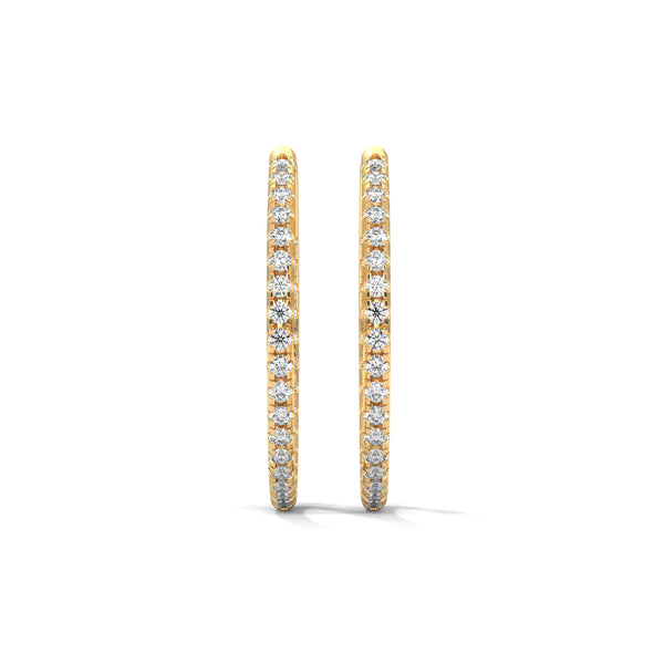 Classic hoops reimagined with a luminous row of diamonds—endless style, infinite sparkle.