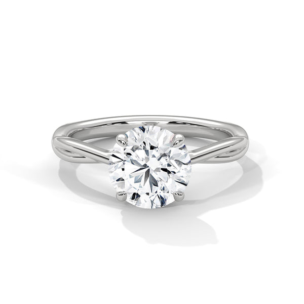 Twist Solitaire Round Cut Lab Grown Diamond Gold Ring