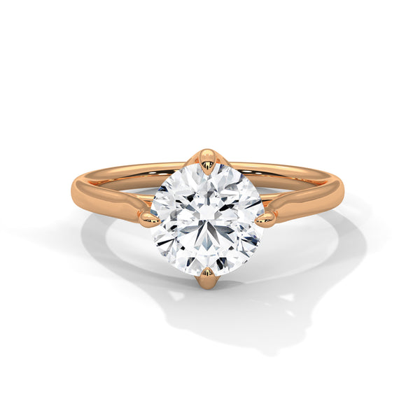 Four-Prong Classic Lab Grown Diamond Gold Ring