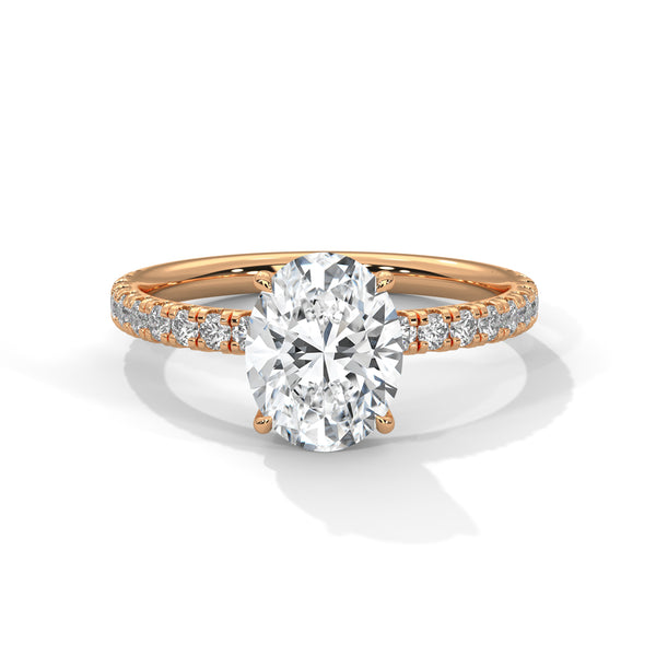 Classic Four Prong Setting Oval Cut Lab Grown Diamond Gold Ring