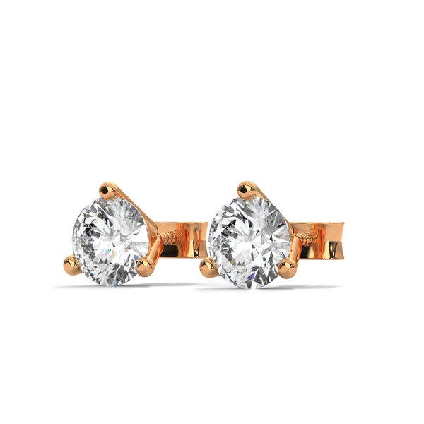 Classic Round Brilliant Lab Grown Diamond Gold Stud Earrings