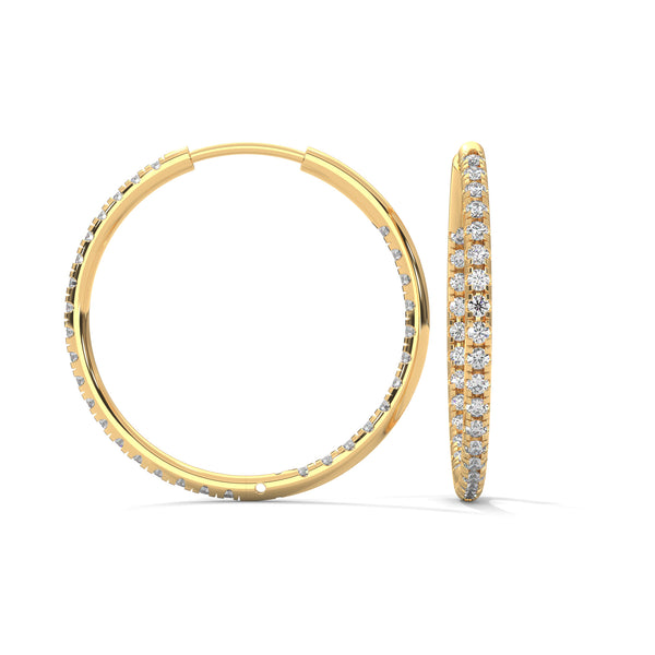 Classic hoops reimagined with a luminous row of diamonds—endless style, infinite sparkle.