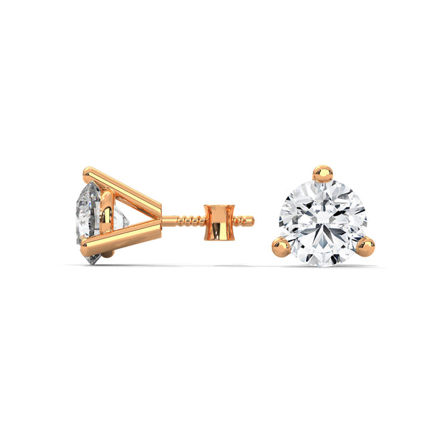 Classic Round Brilliant Lab Grown Diamond Gold Stud Earrings
