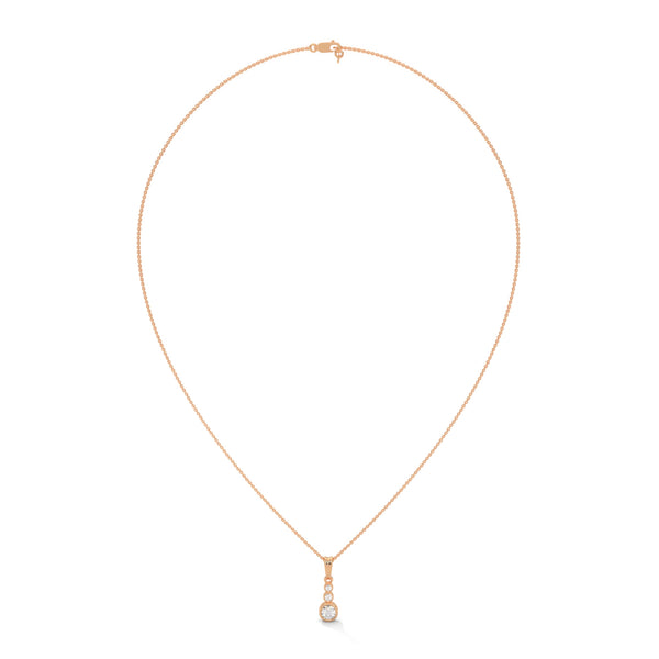 Modern elegance shines through the Trinity Radiance Pendant, featuring a graceful cascade of bezel-set diamonds in a sleek gold design.