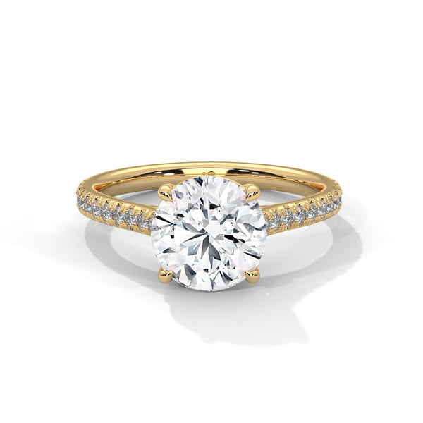 Classic Pave Engagement Ring with Round Cut Lab Grown Diamond