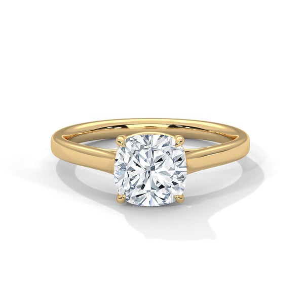 Cushion Cut Lab Grown Diamond Solitaire Gold Ring