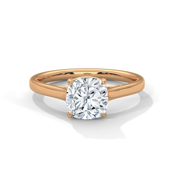 Cushion Cut Lab Grown Diamond Solitaire Gold Ring