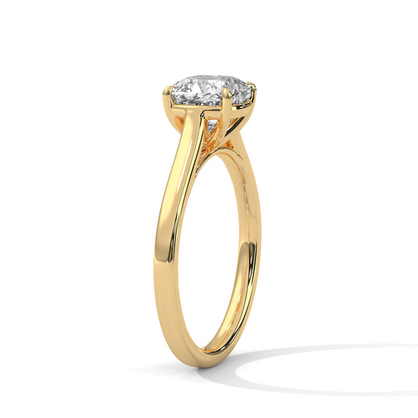 Cushion Cut Lab Grown Diamond Solitaire Gold Ring
