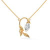 marquise cut Lab Grown Diamond Leaf Gold Pendant Chain
