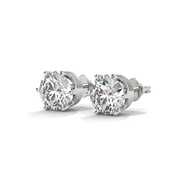 Classic Six-Prong Brilliance Lab Grown Diamond Gold Stud Earrings