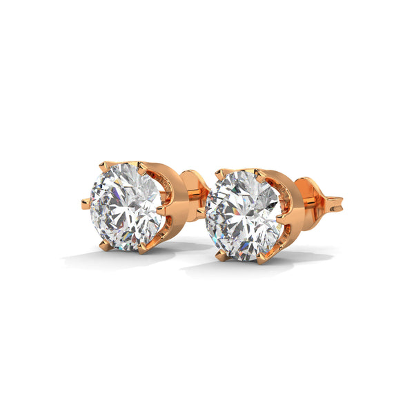Classic Six-Prong Brilliance Lab Grown Diamond Gold Stud Earrings