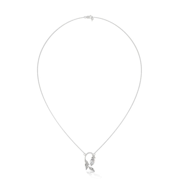 marquise cut Lab Grown Diamond Leaf Gold Pendant Chain