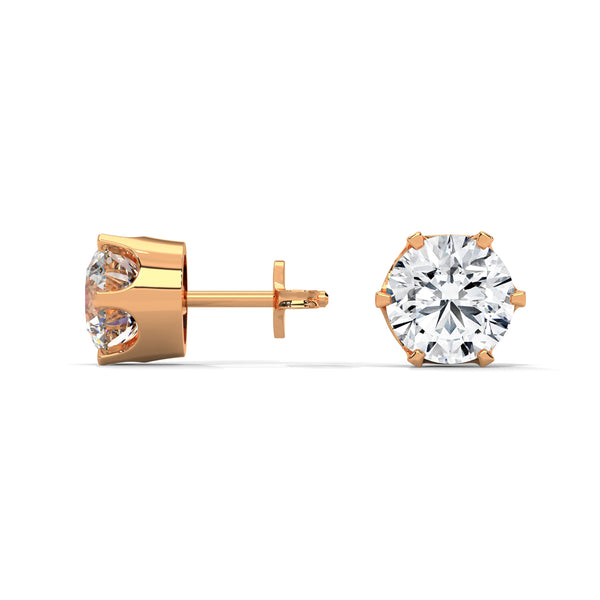 Classic Six-Prong Brilliance Lab Grown Diamond Gold Stud Earrings