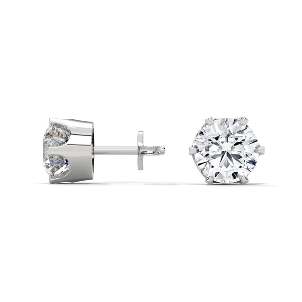 Classic Six-Prong Brilliance Lab Grown Diamond Gold Stud Earrings
