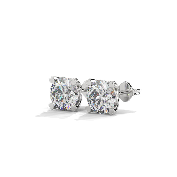 Round Prong Elegance Lab Grown Diamond Gold Stud Earrings