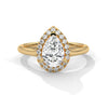 Pear Halo Lab Grown Diamond Gold Ring with Micro Pave Accent Stone