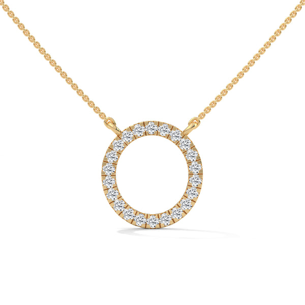 Eternal Circle Lab Grown Diamond Halo Gold Pendant Chain