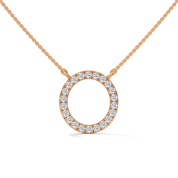Eternal Circle Lab Grown Diamond Halo Gold Pendant Chain